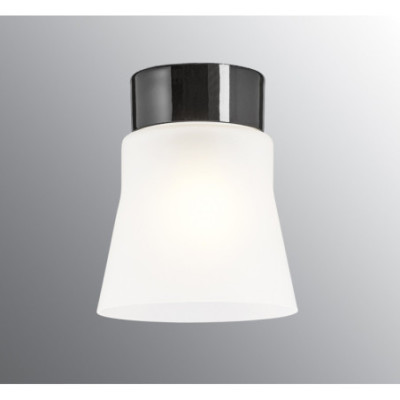 Czarna lampa sufitowa Open Anna E27 maks.75W porcelanowa oprawa IP21  z mlecznym matowym kloszem Ifö Electric