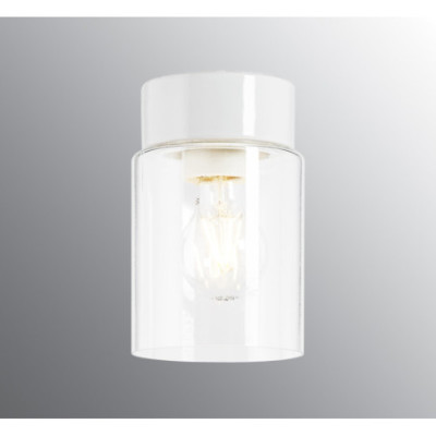 Biała lampa sufitowa Open Tina E27 maks.75W porcelanowa oprawa IP21 z przezroczystym kloszem Ifö Electric