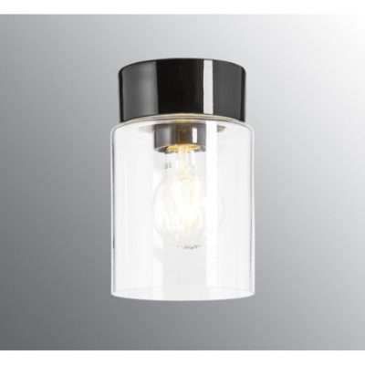 Czarna lampa sufitowa Open Tina E27 maks.75W porcelanowa oprawa IP21 z przezroczystym kloszem Ifö Electric