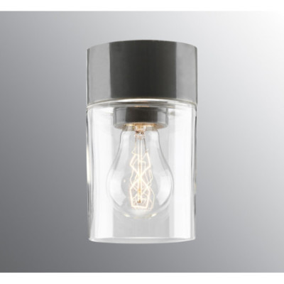 Szara lampa sufitowa, ścienna Opus 100/175 E27 maks. 75W, porcelanowa oprawa IP44 z przezroczystym kloszem Ifö Electric