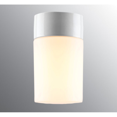 Biała lampa sufitowa, ścienna Opus 120/200 E27 maks. 60W, porcelanowa oprawa IP54 z mlecznym matowym kloszem Ifö Electric