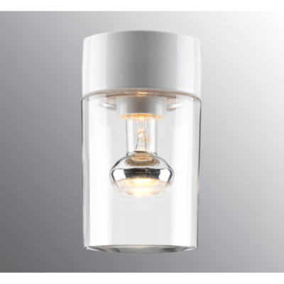 Biała lampa sufitowa, ścienna Opus 120/200 E27 maks. 60W, porcelanowa oprawa IP54 z przezroczystym kloszem Ifö Electric