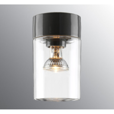 Szara lampa sufitowa, ścienna Opus 120/200 E27 maks. 60W, porcelanowa oprawa IP54 z przezroczystym kloszem Ifö Electric