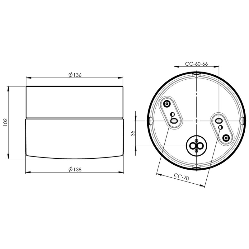 Szara lampa sufitowa, ścienna Opus 140/100 GX53 maks.7W porcelanowa oprawa IP44 z mlecznym matowym kloszem Ifö Electric