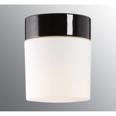 Czarna lampa sufitowa, ścienna Opus 140/170 LED 10W 3000K 1000lm porcelanowa IP44 z mlecznym matowym kloszem Ifö Electric