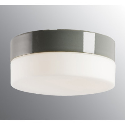 Szara lampa sufitowa, ścienna Opus 200/100 LED 12W 3000K 1350lm porcelanowa oprawa IP44 z mlecznym matowym kloszem Ifö Electric