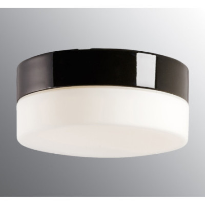 Czarna lampa sufitowa, ścienna Opus 200/100 LED 12W 3000K 1350lm porcelanowa IP44 z mlecznym matowym kloszem Ifö Electric