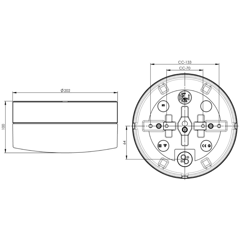 Ifö Electric Opus 200/100 Black LED DALI 12 W 3000 K 1350 lm IP44 Matt Opal Glass Ceiling/Wall Light