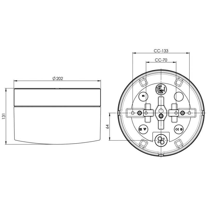 Szara lampa sufitowa, ścienna Opus 200/135 LED 12W 3000K 1350lm porcelanowa oprawa IP44 z mlecznym matowym kloszem Ifö Electric