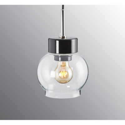 Czarna lampa wisząca Smycka Magda porcelanowa oprawa z przezroczystym kloszem Ifö Electric