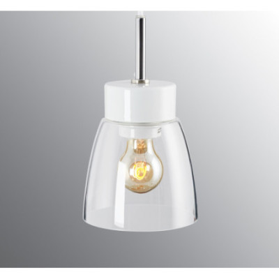 Biała lampa wisząca Smycka Klara porcelanowa oprawa z przezroczystym kloszem Ifö Electric