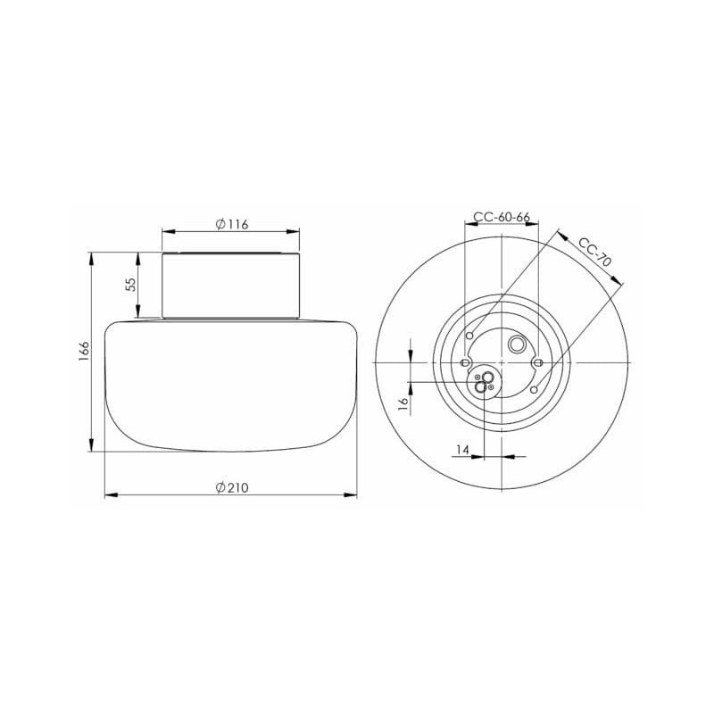 Biała lampa sufitowa, ścienna Solenne 210 porcelanowa oprawa IP44 z mlecznym matowym kloszem Ifö Electric