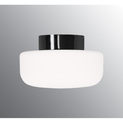 Czarna lampa sufitowa, ścienna Solenne 250 LED 10W 3000K 1000lm porcelanowa oprawa IP44 z mlecznym matowym kloszem Ifö Electric