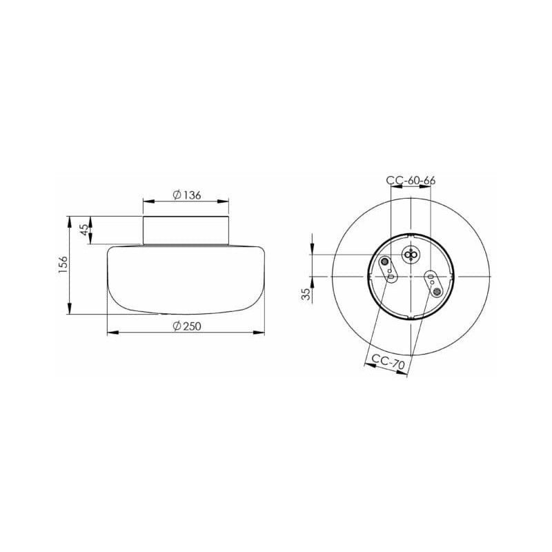 Czarna lampa sufitowa, ścienna Solenne 250 LED DALI 10W 3000K 1200lm porcelanowa IP44 z mlecznym matowym kloszem Ifö Electric