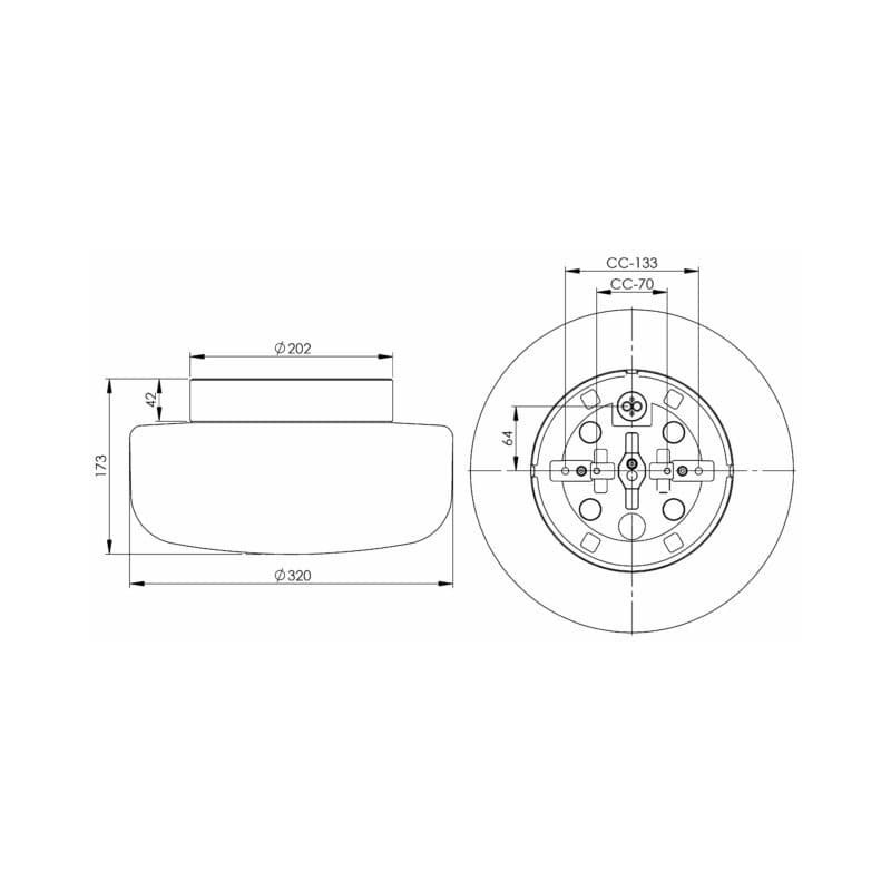 Biała lampa sufitowa, ścienna Solenne 320 LED 12W 3000K 1350lm porcelanowa oprawa IP44 z mlecznym matowym kloszem Ifö Electric