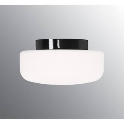 Czarna lampa sufitowa, ścienna Solenne 320 LED 12W 3000K 1350lm porcelanowa oprawa IP44 z mlecznym matowym kloszem Ifö Electric