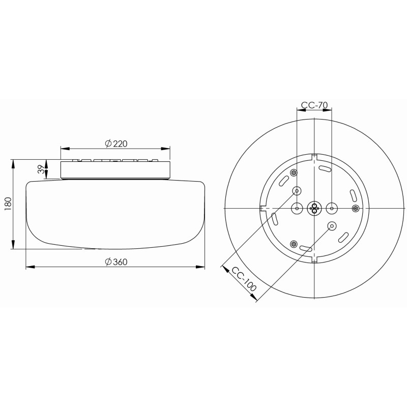 Czarna lampa sufitowa, ścienna Solenne 360 porcelanowa oprawa IP44 z mlecznym matowym kloszem Ifö Electric