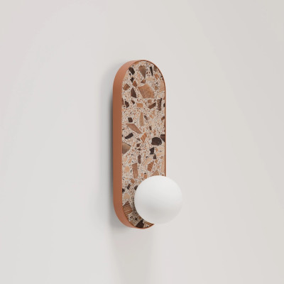 KASPA LEGRA Terracotta G9 Max 1 × 9 W LED IP44 Opal Glass Oval Wall Light