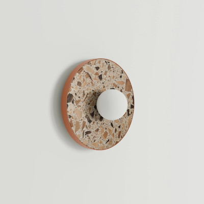 KASPA LEGRA Terracotta G9 Max 1 × 9 W LED IP44 Opal Glass Round Wall Light