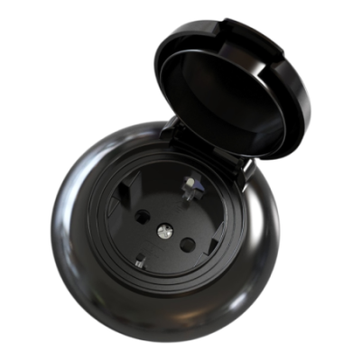 Alkri Loftica Black Flush Schuko Socket With Cover