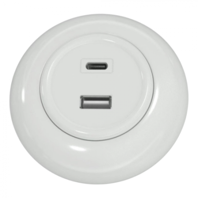 Podtynkowa ładowarka USB podwójna A+C PD20W biała Loftica Alkri