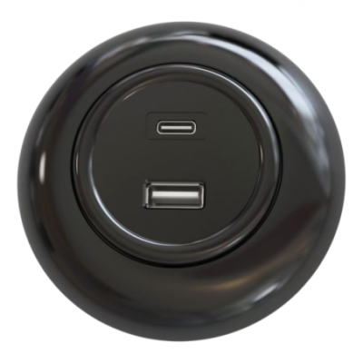 Alkri Loftica Black Flush USB-A + USB-C Charger