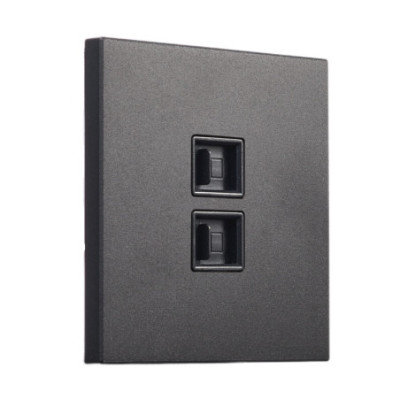 Metalowe podtynkowe gniazdo 2 x RJ45 - czarny Togglica Alkri
