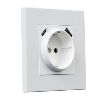 Metalowe podtynkowe gniazdo schuko + USB + USBC - biały Togglica Alkri