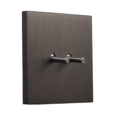 Alkri Togglica 4U Brushed Bronze Flush Double Two-Way Switch