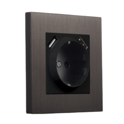 Alkri Togglica Brushed Bronze Flush Schuko Socket + 2 USB