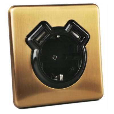 Alkri Togglica EU Patina Flush Schuko Socket + 2 USB