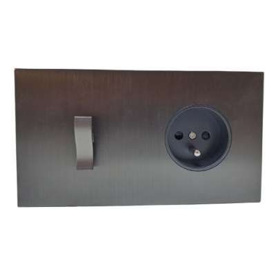 Alkri Togglica WAVE Brushed Bronze Flush Panel With Single Two-Way Switch + French Socket