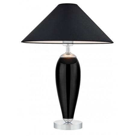 Black floor lamp REA black lampshade, base: black glass and chrome KASPA