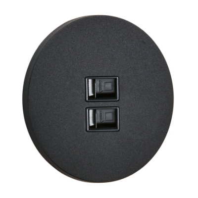 Alkri Togglica Matt Black Round Flush Double RJ45 Socket