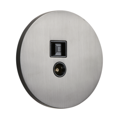 Alkri Togglica Brushed Graphite Round Flush TV + RJ45 Socket