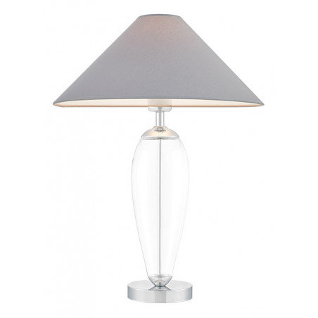 Gray floor lamp REA gray lampshade, base transparent glass and chrome KASPA