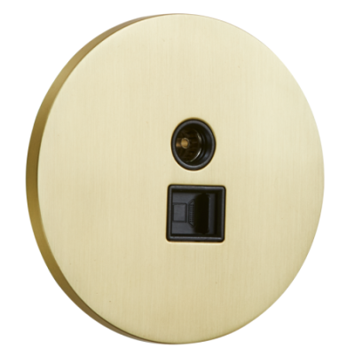 Alkri Togglica Brushed Gold Round Flush TV + RJ45 Socket