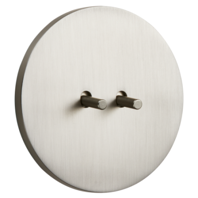 Alkri Togglica 4U Brushed Nickel Round Flush Double Two-Way Switch