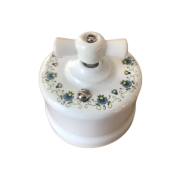 Alkri Antica Folk White With Decoration Surface Intermediate Switch Blue Floral Motif