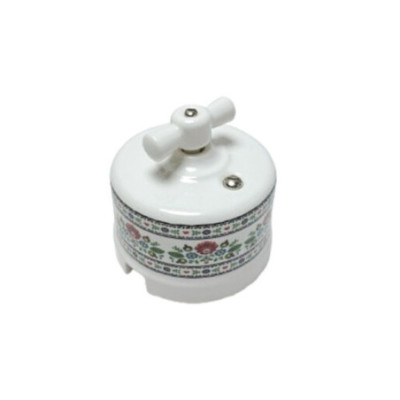 Alkri Antica Folk White With Decoration Surface Double Switch Floral Motif