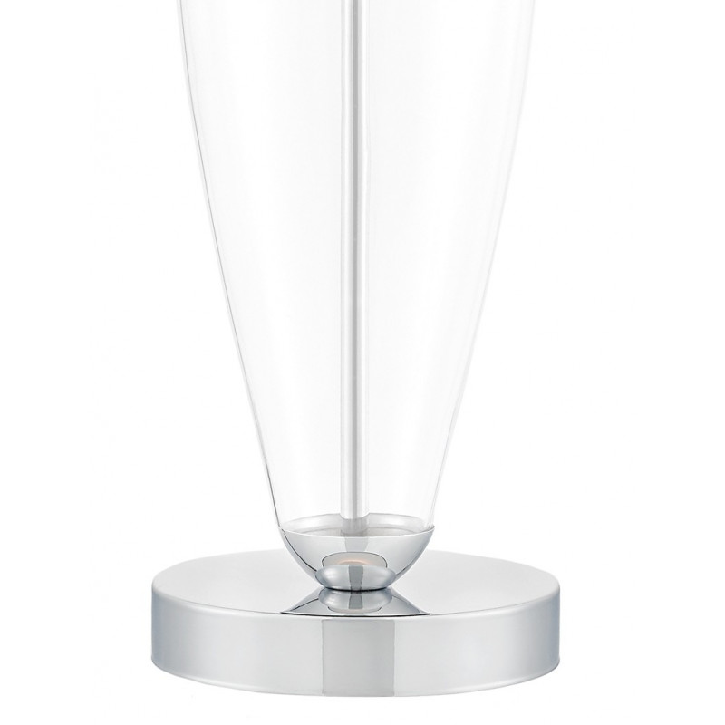 Biała lampa stojąca REA biały abażur, podstawa przezroczyste szkło i chrom KASPA