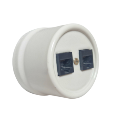 Alkri Antica White Surface Double RJ45 Network Socket