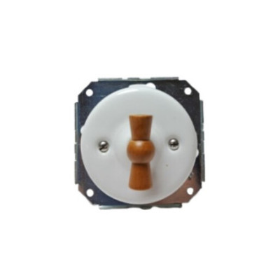 Alkri Antica Wood White With Wooden Knob Flush-Mounted Intermediate Switch