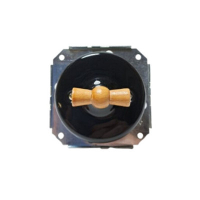 Alkri Antica Wood Black With Wooden Knob Flush-Mounted Intermediate Switch