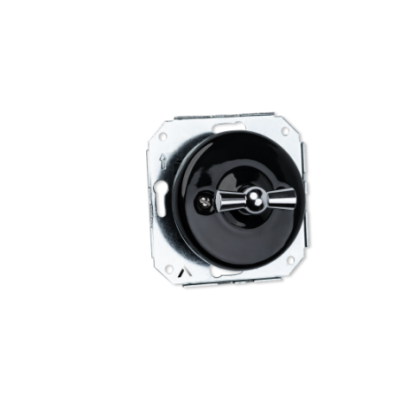 Alkri Antica Silver Black With Silver Knob Surface-Mounted Double Two-Gang Switch