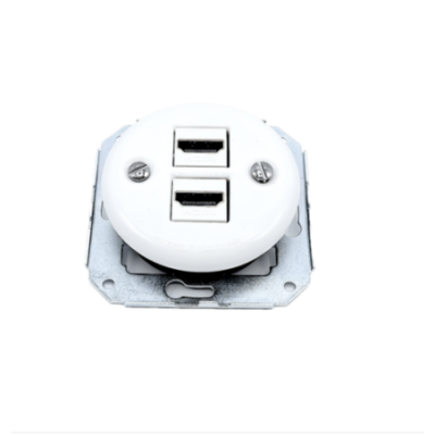 Alkri Antica White Flush-Mounted Dual HDMI Socket