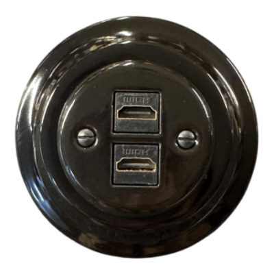 Alkri Antica Black Flush-Mounted Dual HDMI Socket