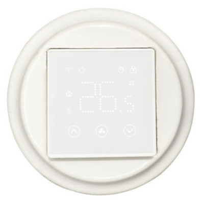 Podtynkowy termostat ogrzewania biały z ramką ceramiczną bez WiFi, nieprogramowalny Antica Alkri