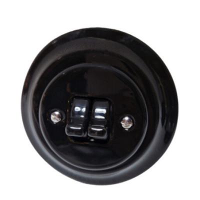 Alkri Antica Old Black Flush-Mounted Double Two-Way Switch