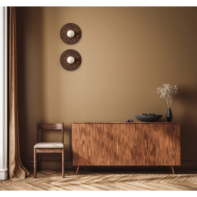 KASPA LEGRA Dark Brown G9 Max 1 × 9 W LED IP44 Opal Glass Round Wall Light